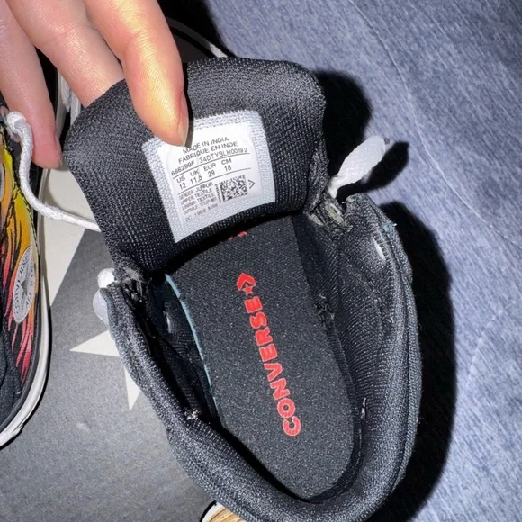 Converse Kids Black and Yellow Flame Sneakers - Picture 6 of 12